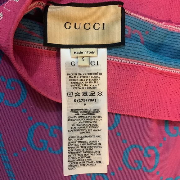Gucci GG Jacquard Tubular Leggings Pink/Blue Size S - Picture 9 of 11